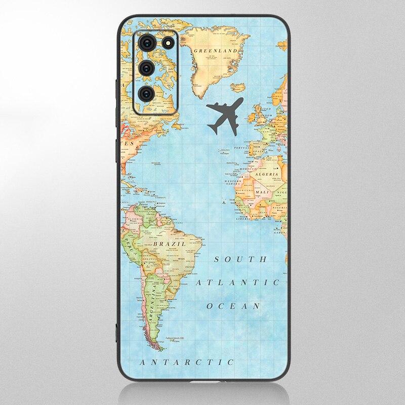 Lustige Reise Karte Telefon Fall Für Samsung Galaxy A12 A02S A22 A32 A52 A72 A71 A51 A41 A31 A21 A11 A50 a70 A10S A20S Schwarz Abdeckung