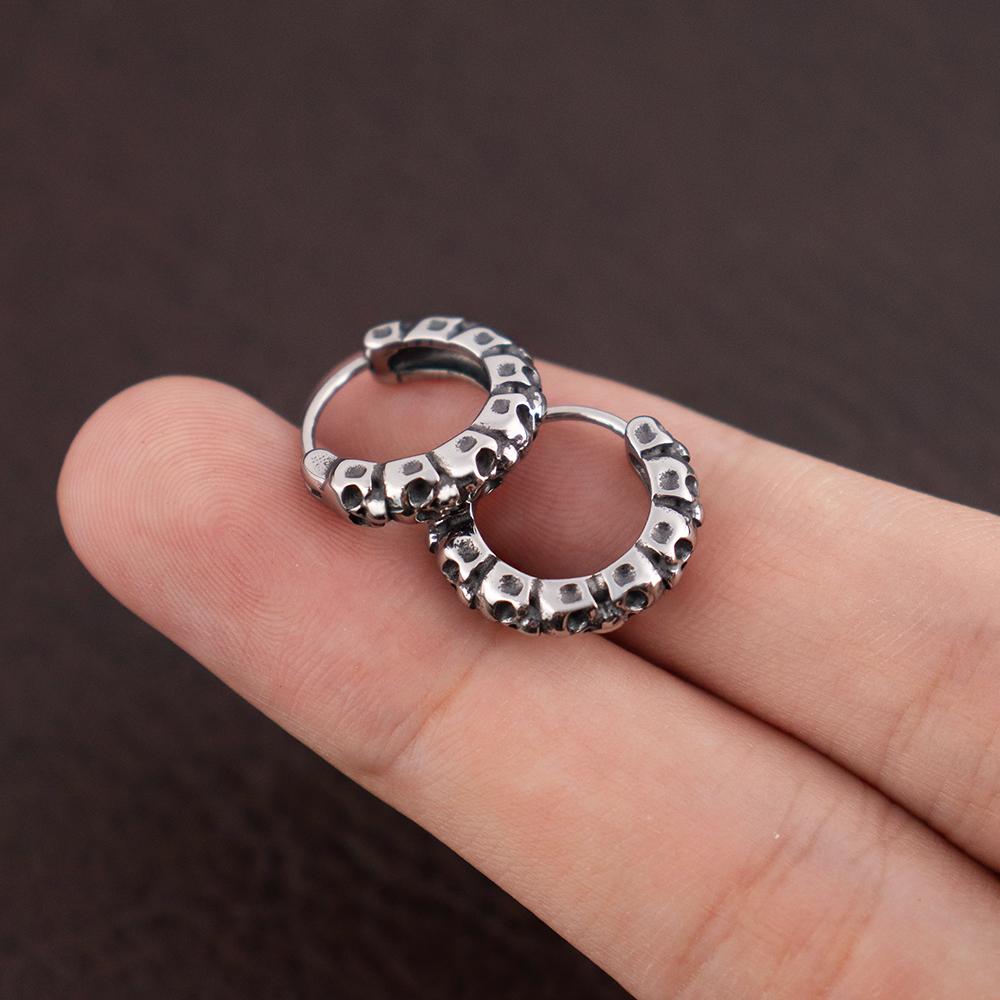 Punk Hip Hop Skull Hoop Earrings for Women Stainless Steel Trendy Charm Skeleton Hoop Earring Gothic Male Pop Jewelry