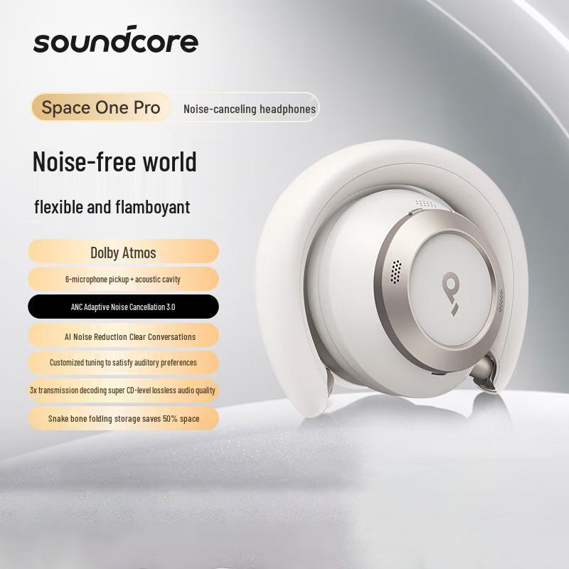 SoundCore Space One Pro Over-Ear Bluetooth Noise-Cancelling Headphones