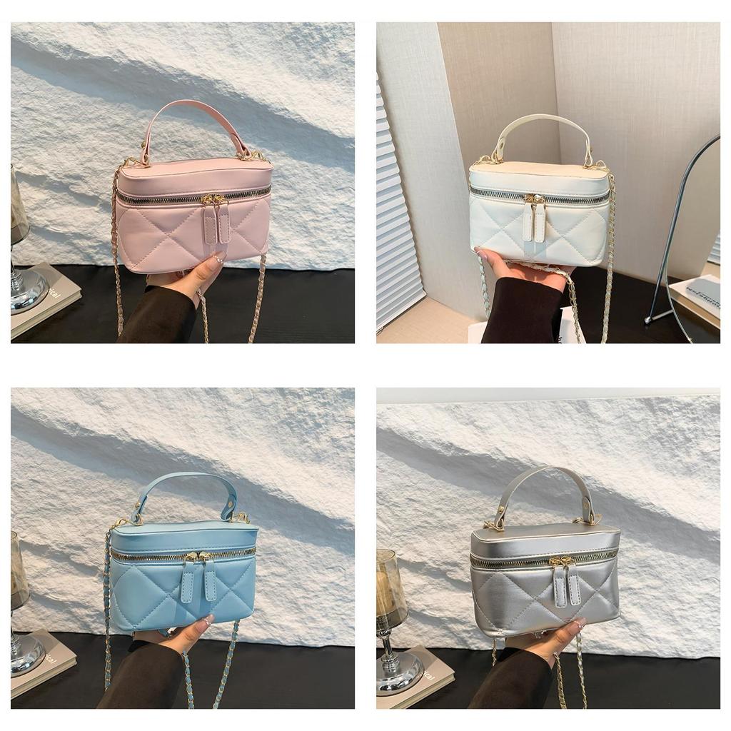 Mini Water Bucket Handbag With Zipper Closure Soft Pu Material Street Style Small Purse For Casual Outings