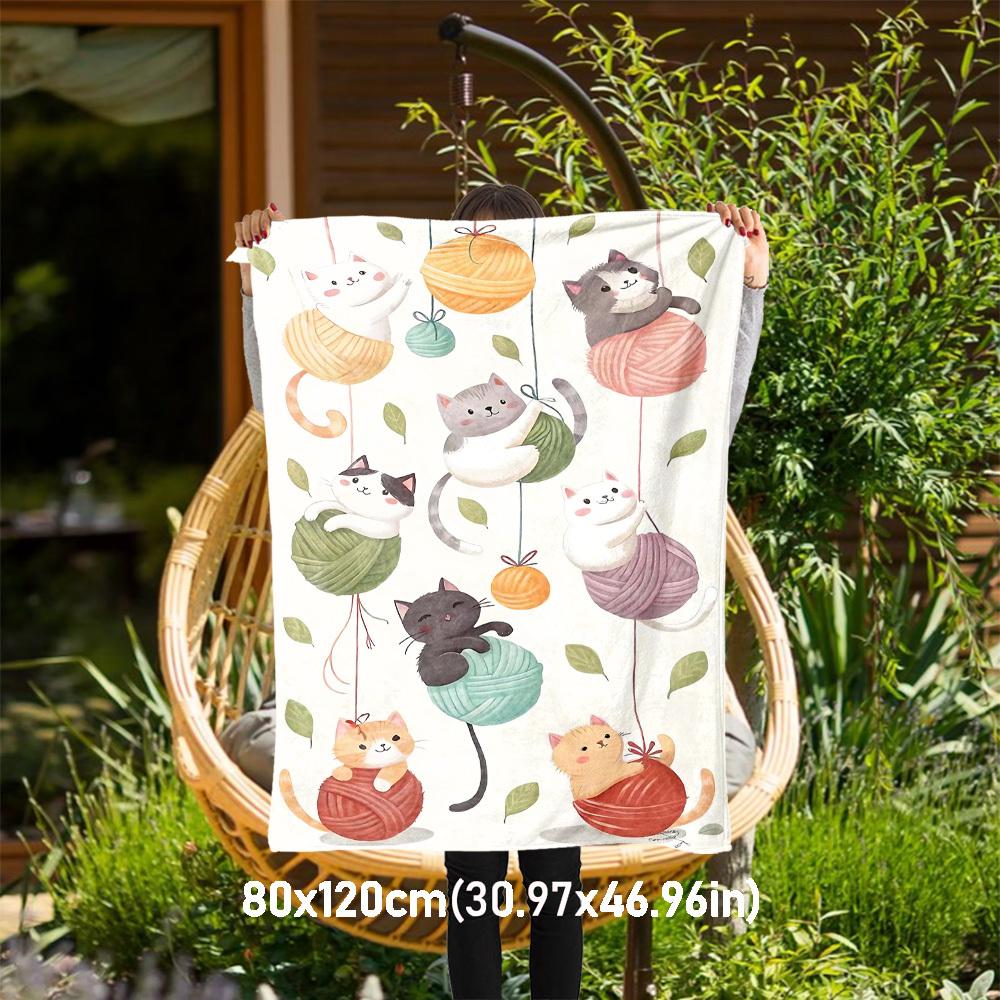 

1pc cats yarn Outdoor Flannel Blanket Soft Warm All-Season Throw for Sofa Bed Car Camping Office, Cozy Gift Idea1128S 80x120cm(31x47inch)