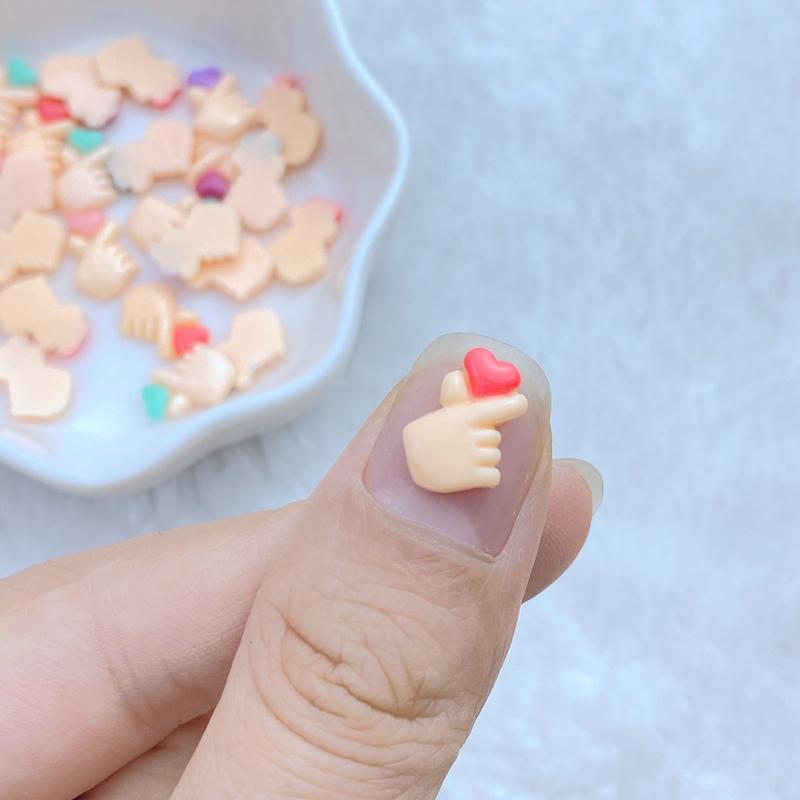 50Pcs New Cute 8*11mm Mini Little Bixin Gesture Series Resin Flatback Ornament Jewelry Making Manicure Decoration Accessories