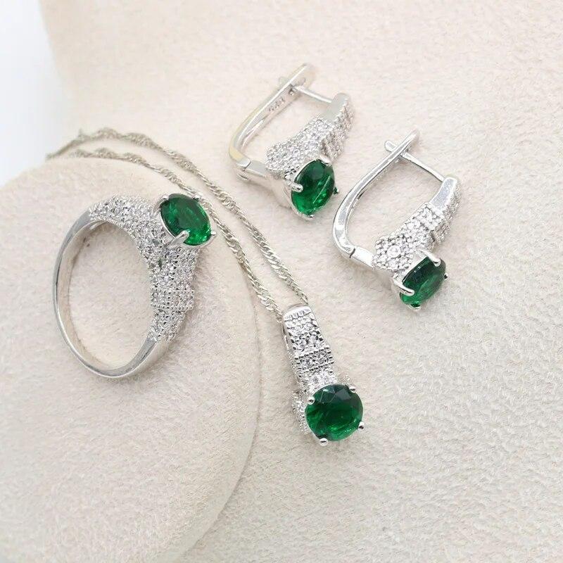 

Геометрический Белый Циркон Серебро 925 Свадебный Комплект Ювелирных Изделий для Женщин Браслет-Обруч Серьги Ожерелье Кулон Кольцо Подарочная Коробка 10