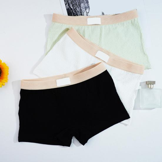 Women Underpants Slim Fit Solid Color Elastic Waistband Cotton Crotch Mid Waist Good Breathability Lady Boxers Female Daily Underwear