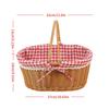 Woven Picnic Basket With Checkered Lining And Top Handle For Outdoor Camping Gathering And Fruit Vegetable Toy Storage