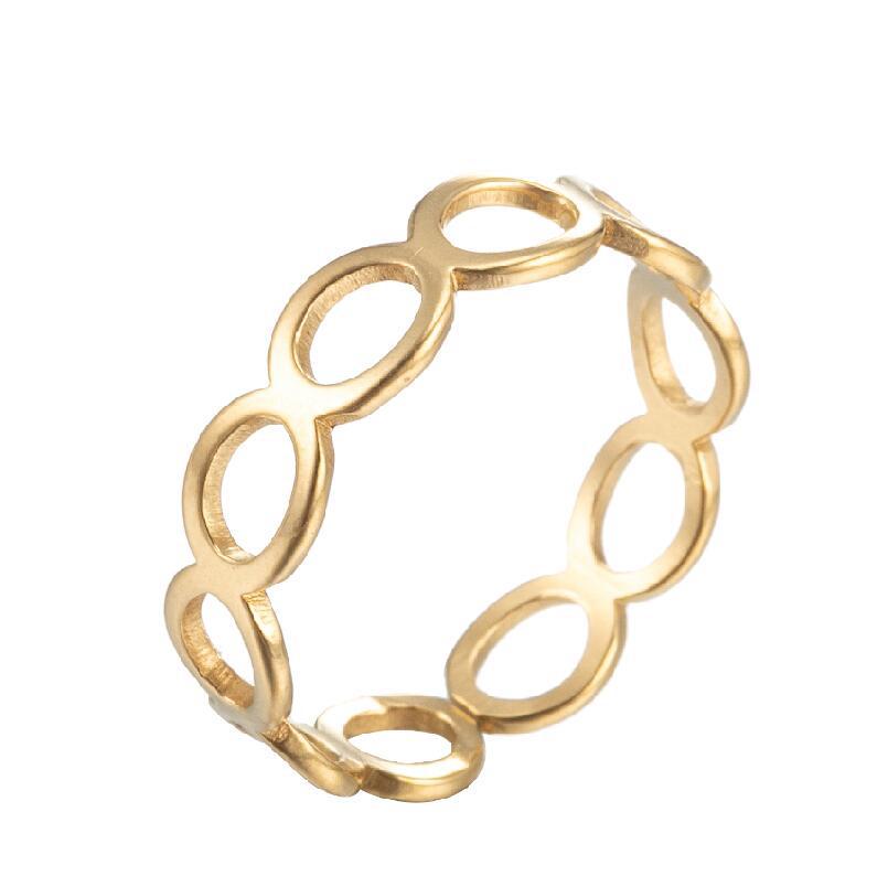 Women's Gold Geometric Cutout Wide Band Cross Ring - European & American Hip Hop Style