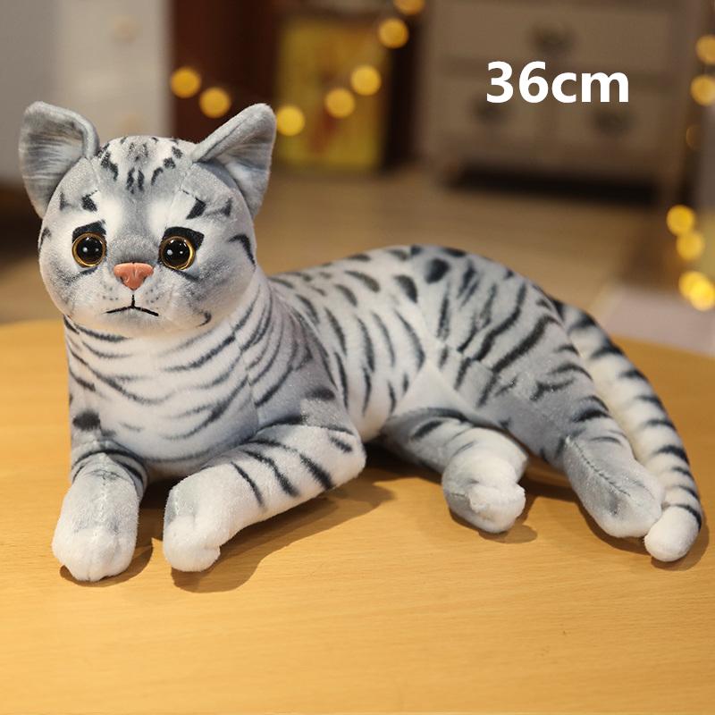 Stuffed Lifelike Cats Plush Toy simulation American Shorthair Adorable Cat Doll Pet Playthings Home Decor Present Designed For Girls birth date