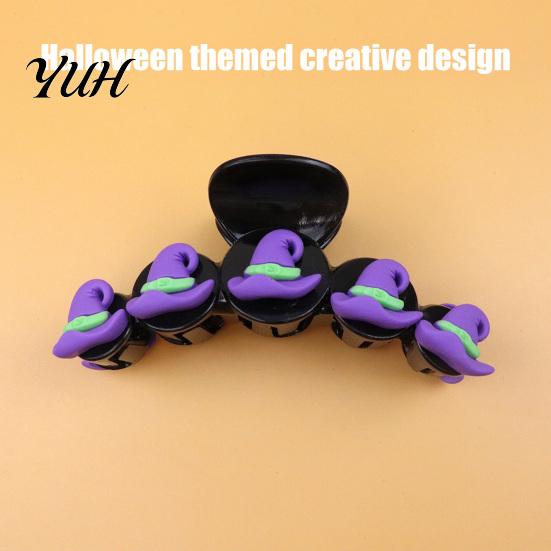 Wizard Hat Hair Clips Halloween Claw Clip for Women Girls, Cute Witch Hat/Pumpkin/Ghost Plastic Clips, Non-Slip Decorative Headwear Party Daily