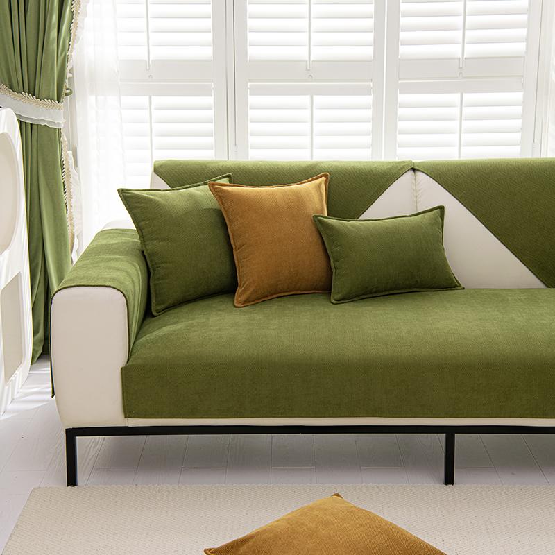 

100% водонепроницаемый чехол для дивана из шенилла, чехлы для кресел, однотонные чехлы для диванов, нескользящие чехлы для диванов, чехлы для сидений для дома pillowcase 45x45cm зелёный
