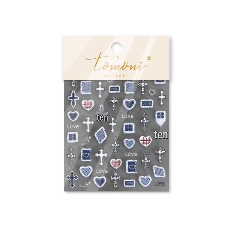 

Наклейки для ногтей Tomoni Retro Embossed Denim для DIY нейл-арта, канцелярские товары