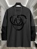 Men's Designed Visual Layer Long Sleeve T‑Shirt, Breathable Quick Dry Tops, Regular Fit for Outdoor Trip Urban Stroll Daily Errands Commute Wear