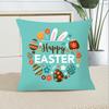 Throw Pillow Case Rabbits Colorful Eggs Carrots Home Decoration Polyester Peach Skin Easter Party Pillow Cover for Indoor