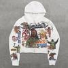 Oversized Hooded Zip-Up Sweatshirt Teens Unisex Harajuku Gothic Streetwear Cotton Blend Loose Fit