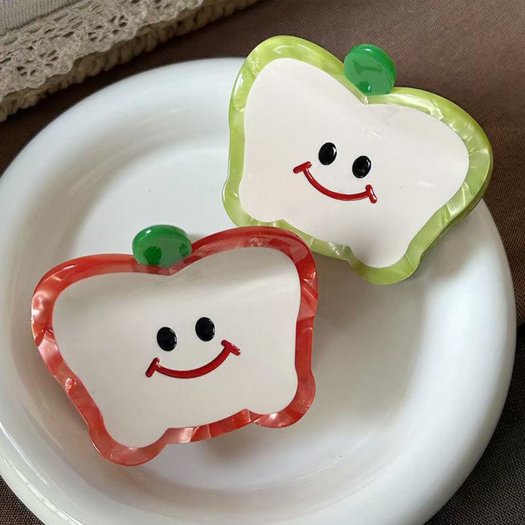 1pc apple smiley face grab clip female acetate hairpin cute pan hair shark clip