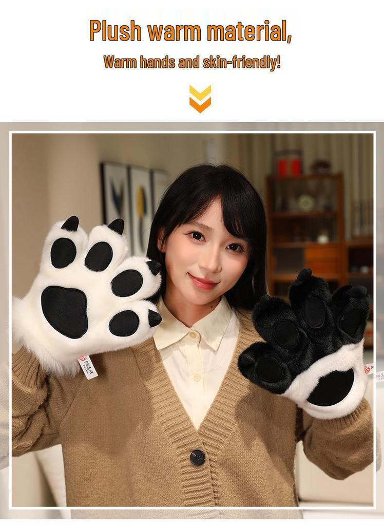 Tiger Claw Plush Gloves for Kids' Stage Performance & Fun Pranks
