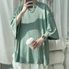 T-shirt da uomo in cotone di bambù con colletto Henley a maniche corte, taglie forti, moda casual europea