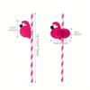 12pcs, Pink Flamingo Paper Straws, Summer Hawaii Aloha Party Supplies Tableware, Hawaiian Party Decorations Birthday Wedding Paper Drinking Straws
