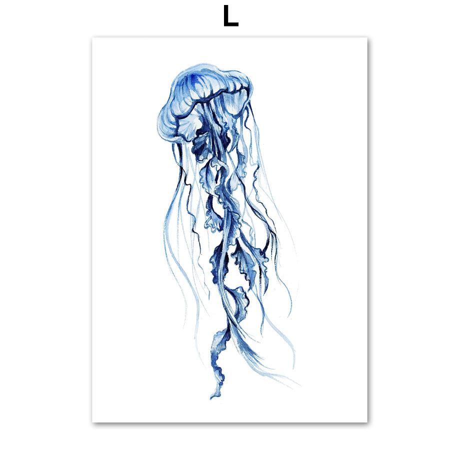 Whale Dolphin Crab Fish Octopus Seahorse Coral Ocean Posters And Prints Canvas Painting Wall Art Pictures Kids Room Home Decor