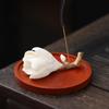 Handmade Ceramic Magnolia Incense Holder – Color-Changing Table Decoration for Tea Ceremony