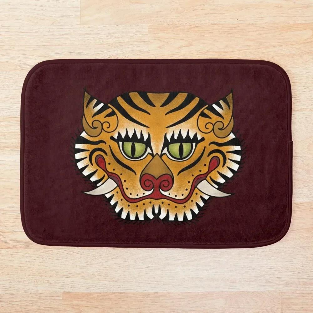 Tigerfell Grün Fußmatte Heimteppich Rutschfest Tierteppich Für Badezimmer Küche Flur Wohnzimmer Eingang Bodendekor Fußmatte