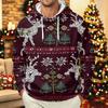 Men's Long Sleeve Hooded Sweatshirt with Christmas Print for Casual Holiday Wear