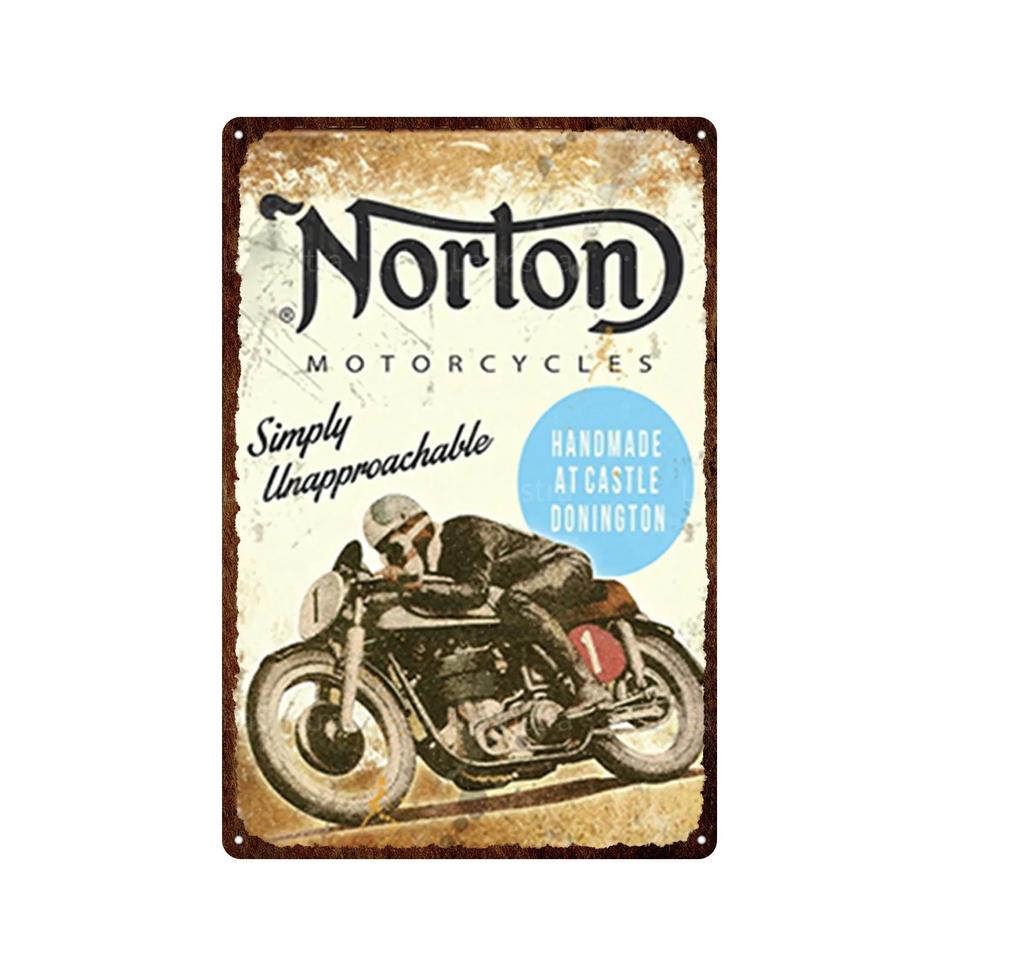 Vintage Norton Motorcycle Metal Poster Retro Plaque Wall Art Painting Plate Bar Garage Decor Vintage Tin Sign Home Decor Poster