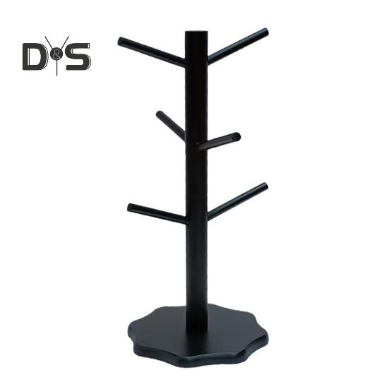 

Подставка для кружек из бамбука на 6 крючков, нескользящая подставка для кофейных чашек, легко устанавливаемая подставка для кружек для кухонной стойки Plum Blossom