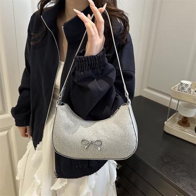 Süße Schleifdekoration Damen Retro-Stil neue Mode Textur Achseltasche modische Umhängetasche