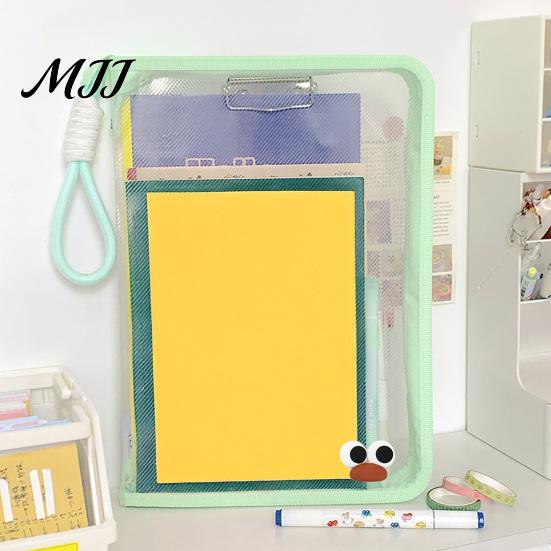 Dustproof File Protection Sleeve Clear Expanding Folder, with Hand Strap, Macaron Color Lightweight Student Test Paper Holder Waterproof Plastic