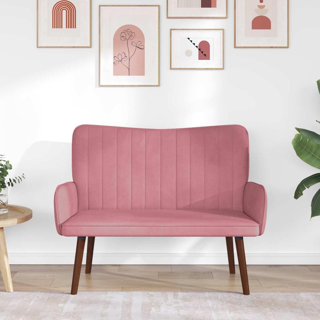 2 Seater Sofa Pink 115 X 61 X 87 Cm Velvet (V)