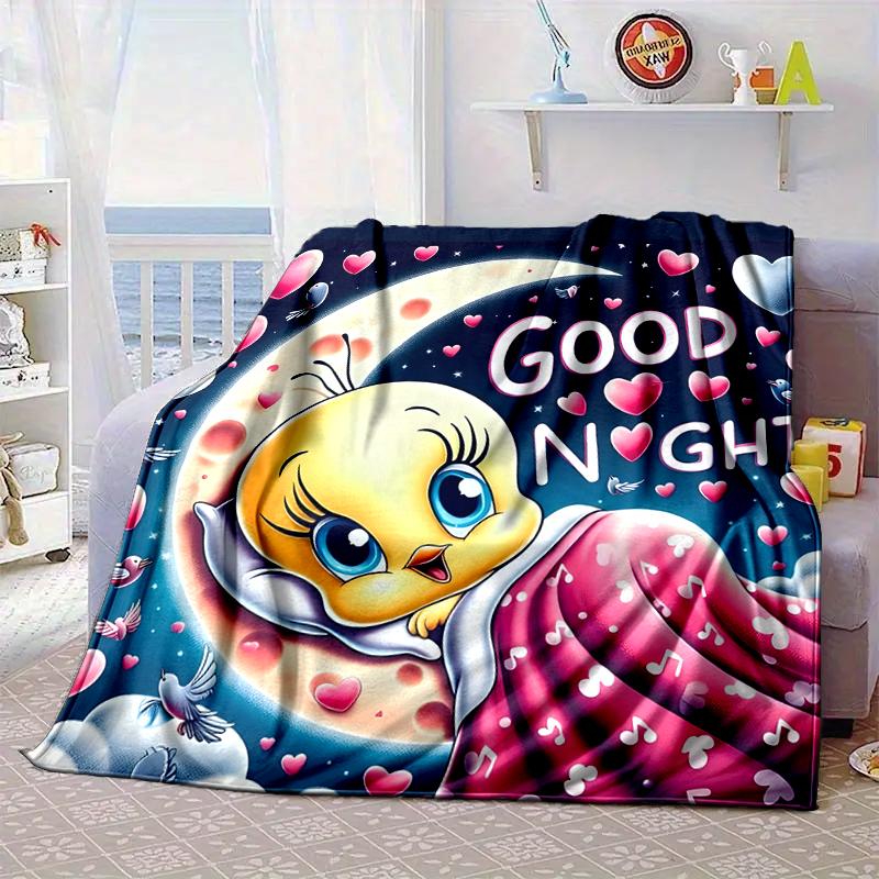 Yellow Bird Nightly Dreams Greeting Blanket Flannel Blanket for Bed, Sofa, Camping, Hiking, Picnic Essentials, Gift for Family Fan Gifts