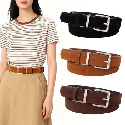 Alloy Buckle Suede Belt Faux Suede Decorative Belt Fashion Ladies Belt  Casual Outfit