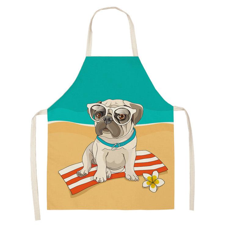 Hot Sale Cartoon Anime Pet Dog Dog Sleeveless Apron Drawing Graffiti Kitchen Anti-fouling Creative Linen Apron