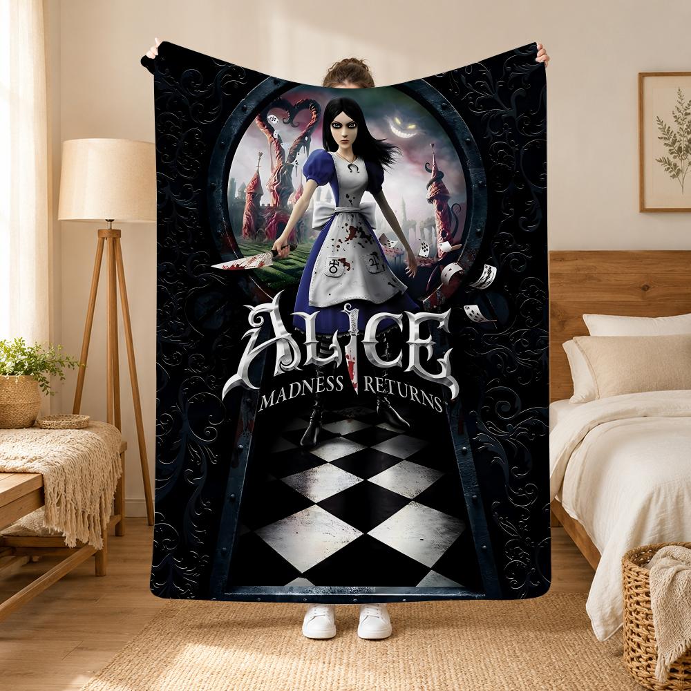 Alice Madness Returns Game Throw 240g flannel blanket, suitable for sofas, beds, offices, exquisite gift blankets 75cmx90cm