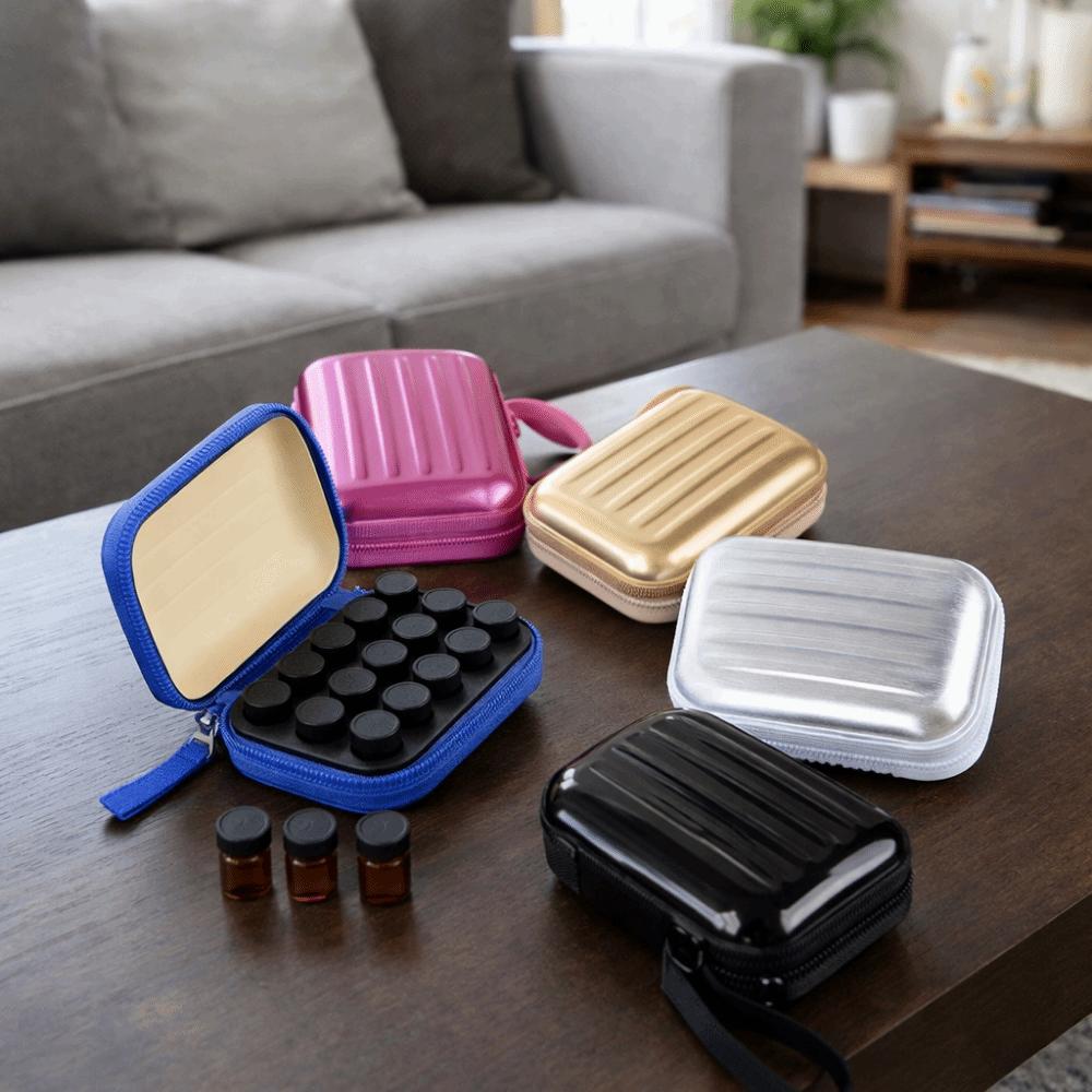 15 Grids Essential Oil Case Shockproof Moisture-proof Oils Storage Organizer Convenient Tinplate Nail Polish Storage Bag Home