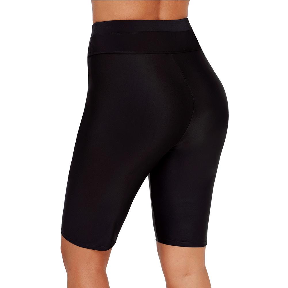 Shiying 2024 Women's Quick-Dry High-Waist Swim Trunks - European & American Style, Conservative Solid Color Boxer Briefs