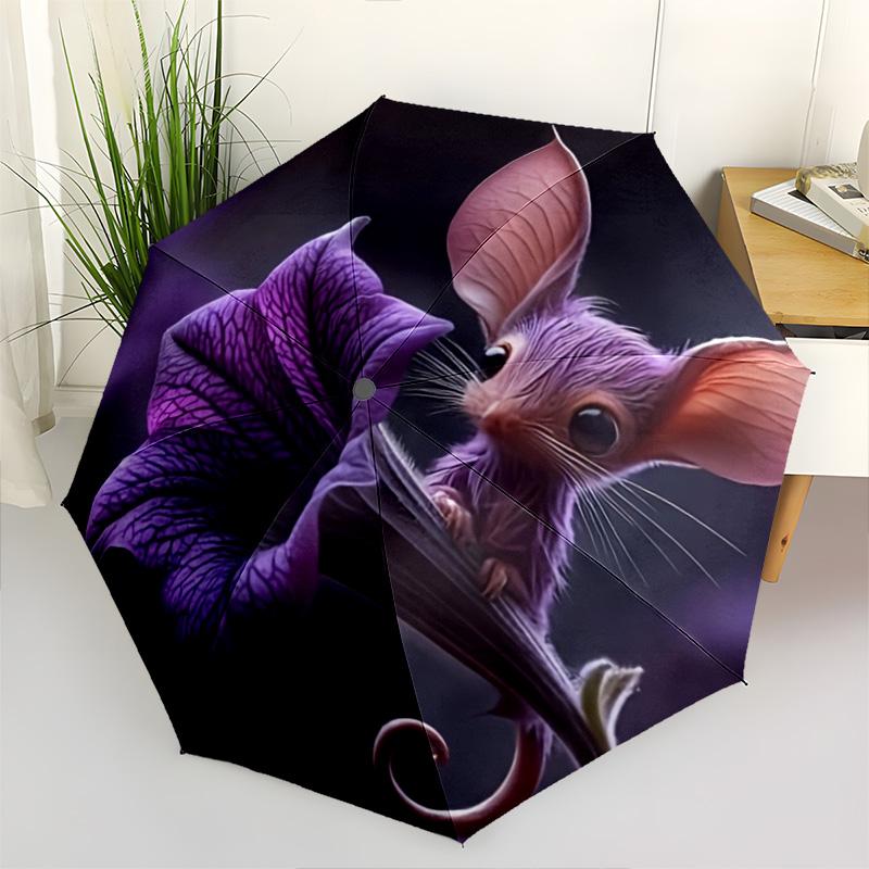 1pc cat Umbrella Portable Folding Umbrella Iron Frame Hole Bone Structure Outdoor Home Umbrella