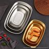 Korean Style Stainless Steel Rectangular Dinner Plate for Fish, Cold Dishes, Rice Noodles, BBQ, Vegetables, and Hot Pot Preparation.