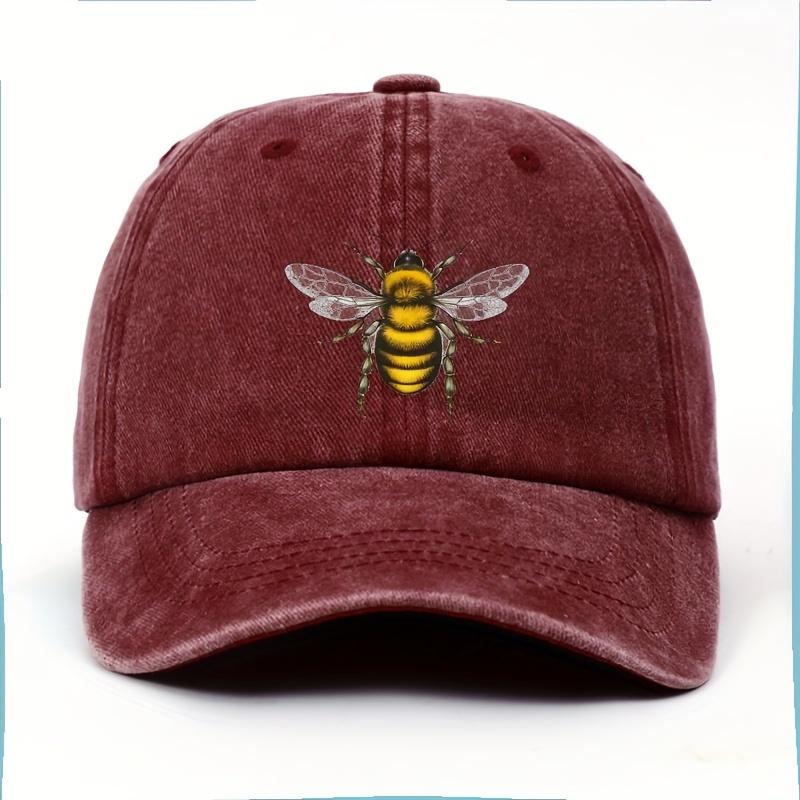 Bee patterned printed baseball cap for adults, featuring bee and insect themed party decorations, gifts, and supplies