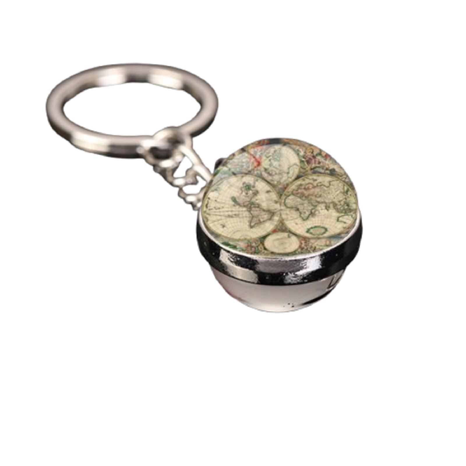 

Искусство Винтаж Карта Мира Двусторонний Стеклянный Шар Брелок Ювелирные Изделия Подвеска Брелок One Size