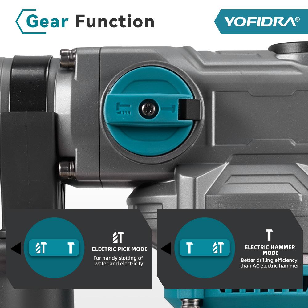 YOFIDRA Brushless 26MM Electric Hammer Impact Drill 8000IPM Multi-Screwdriver Rotary Drilling Tool For Makita 21V Battery Pin