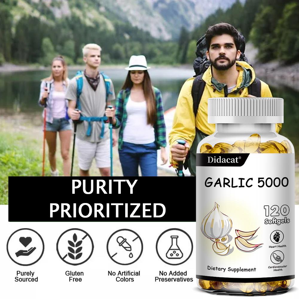 Odorless Garlic Extract 5000 mg Cholesterol & Antioxidant Supplement 120 Capsules
