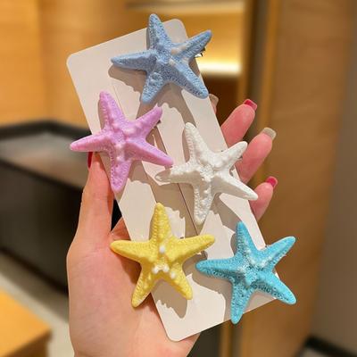 5 Stück Mädchen-Haarnadel mit simulierter Seesternform Haarklammer Stabiler Halt Macaron-Farben Haaraccessoire für den Strandurlaub