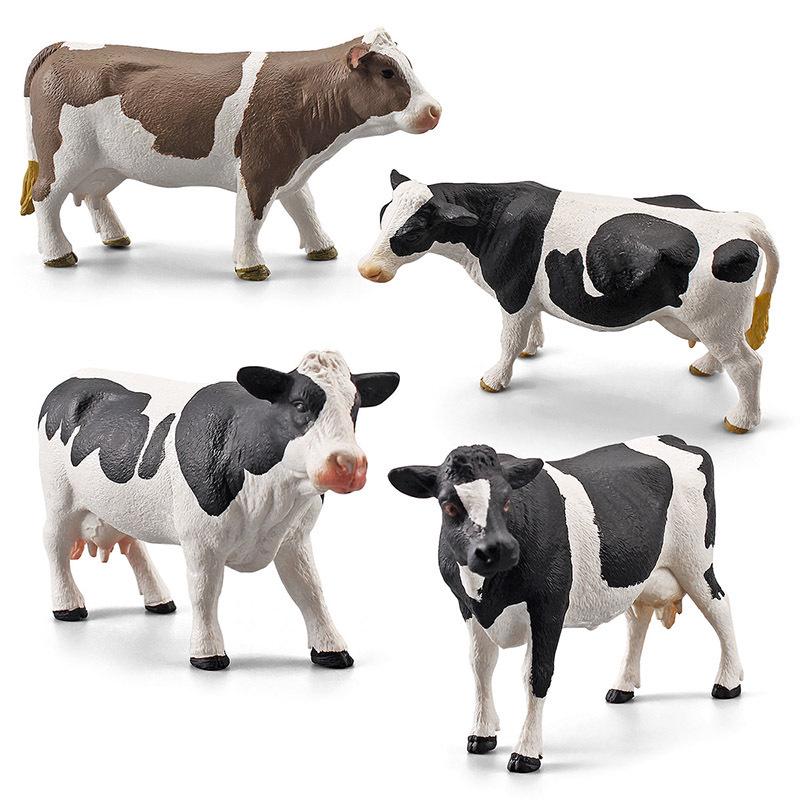 Realistic Cow Model Set: Black & White Cow, Yellow Spotted Cow, Simmental Cow Ornaments