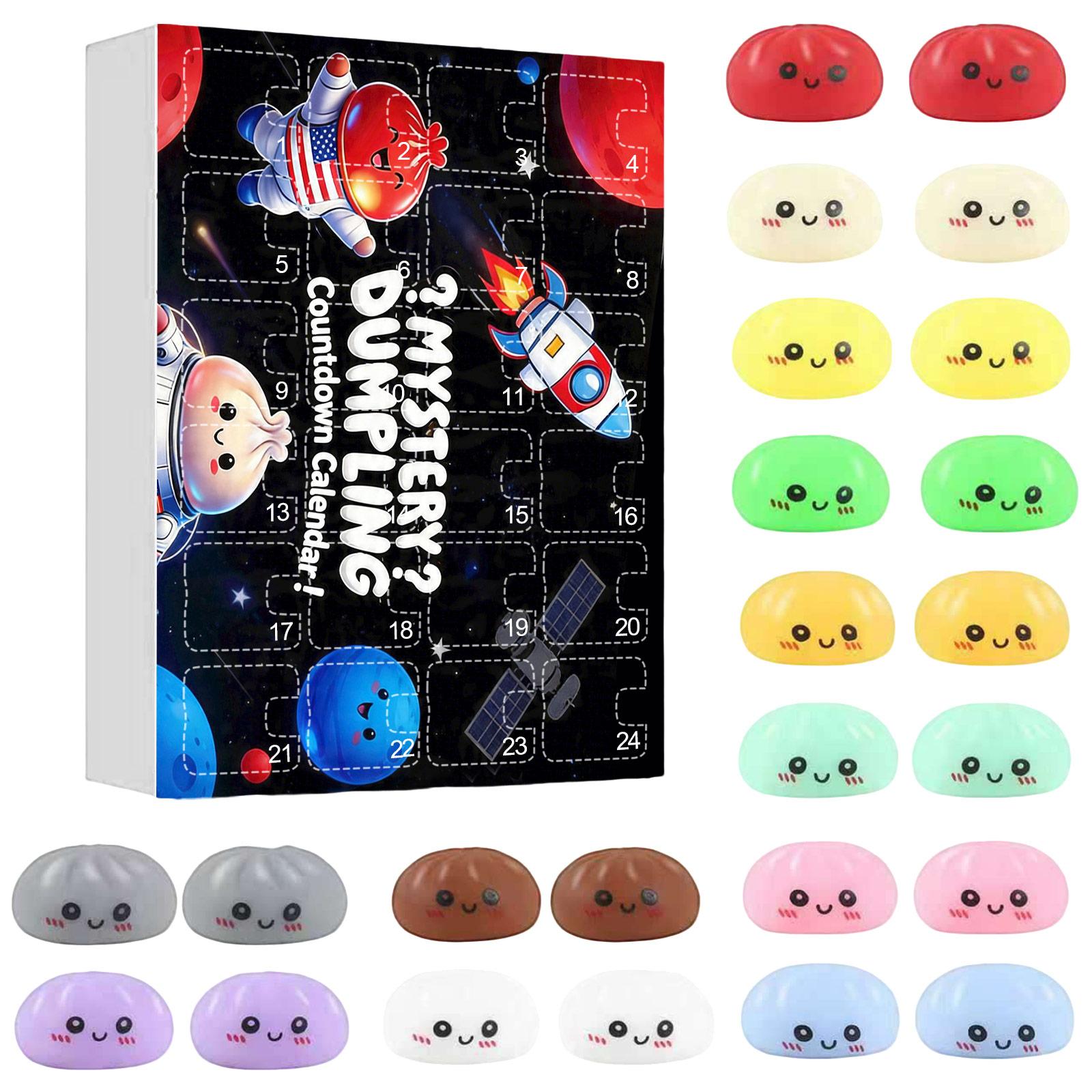 

Mystery Dumpling Countdown Calendar Squishy Toy Set 24 Pieces Blind Box Collection Soft Squeeze Stress Relief Toys for Kids and Adults One Size