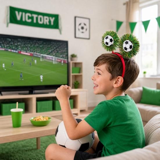 Football Headband with 3D Football Patch Anti-Slip Comfortable Hair Hoop for Adults