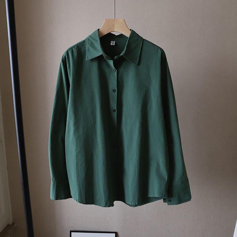 

Элегантная свободная вельветовая женская блузка с длинным рукавом и офисными пуговицами, базовая рубашка, женские осенне-зимние блузки, повседневные женские топы 24379 One Size темно-зеленого