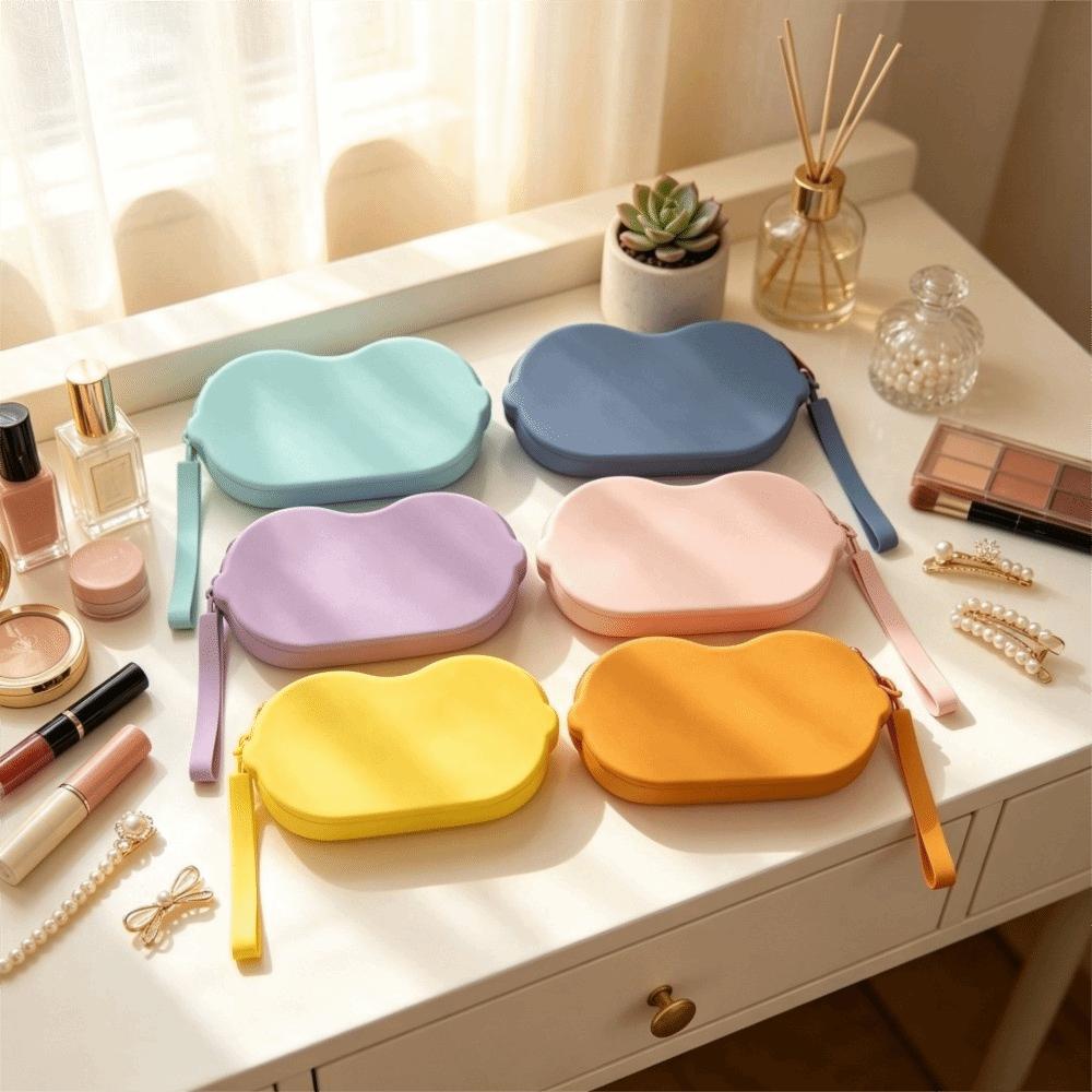 Solid Color Silicone Glasses Bag Zipper Closure Eyewear Organizer Cosmetic Pouch Trendsetters