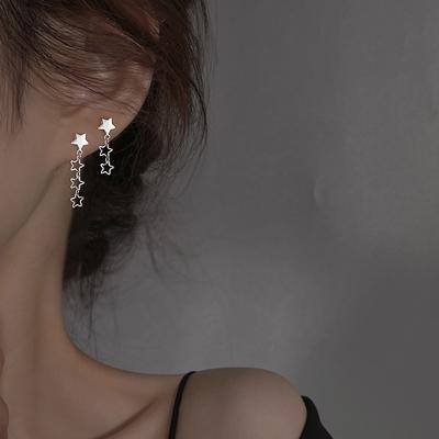 Long Star Earrings Day Dongdaemun Student Personality Tassel Hollow Pentagonal Star Autumn Spring Earrings Women