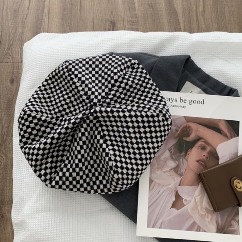 Checkerboard Grid Beret Hat Fashion Winter Autumn for Woman Retro Berets Girl Plaid Adjustable Painter Hat Casual Street Beret Hat